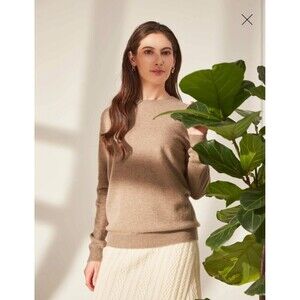 Gobi Women's Sweater 3XL 100% Organic Mongolian Cashmere Crewneck Taupe Knit